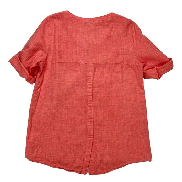 ELLEN Tracy Linen Tops Womens M Coral Summer Comfortable Beachy Casual Blouse - Picture 7 of 16